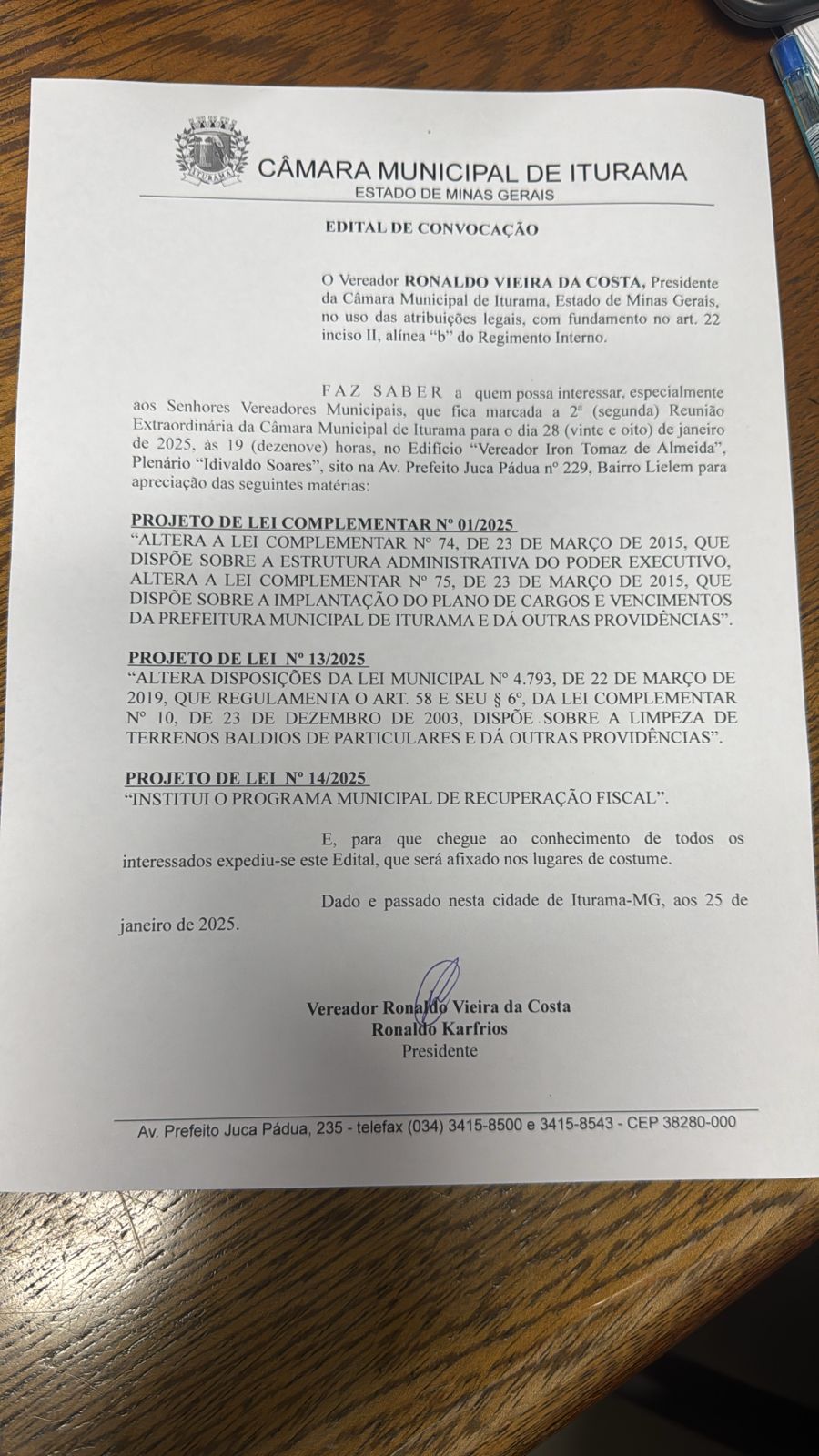 Edital de convocação 2 extraordinaria 2025